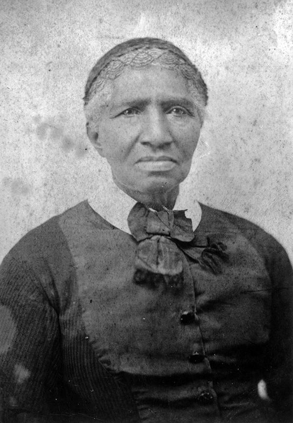 Black and white portrait photograph of first Black inductee into the Society of Colorado Pioneers, Clara Brown, circa 1875-1880.
